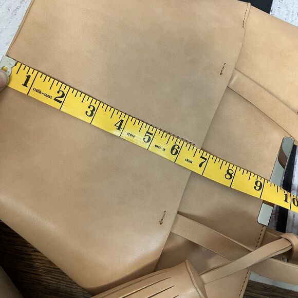 Zara Vegan Leather‎ Tan Handbag Tassel Charm Neutral Boho Bucket Bag - Picture 12 of 14